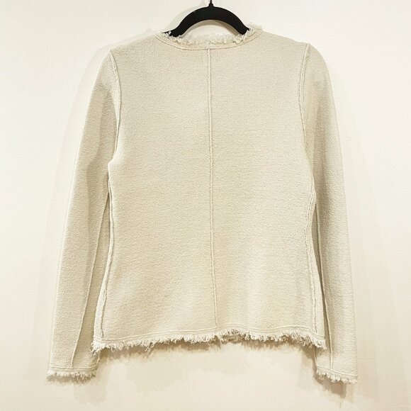 New Joie Knit Tweed Knit Fringe Trim Cardigan Blazer Ecru XS - Picture 3 of 6
